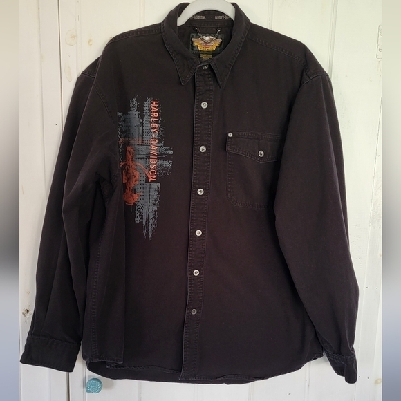 Harley Davidson Button Up Longsleeve Graphic Skirt Size XL - Picture 1 of 11